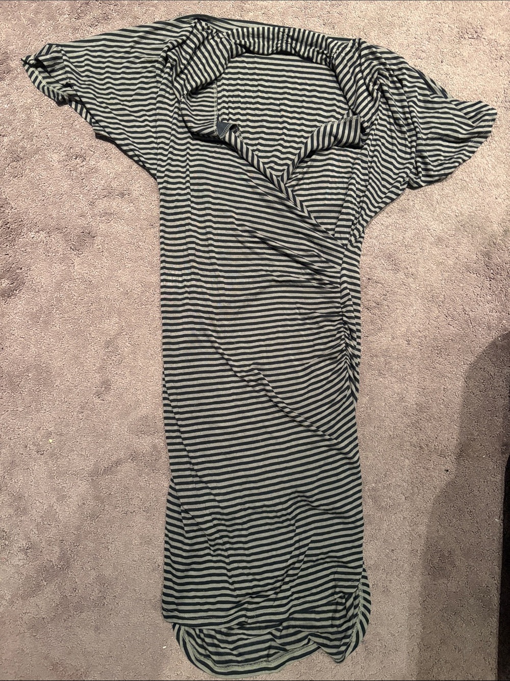 Banana Republic Green and Black Stretchy Striped Midi Dress